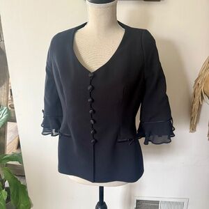 Escada Black Blazer with Ruffle Sleeves